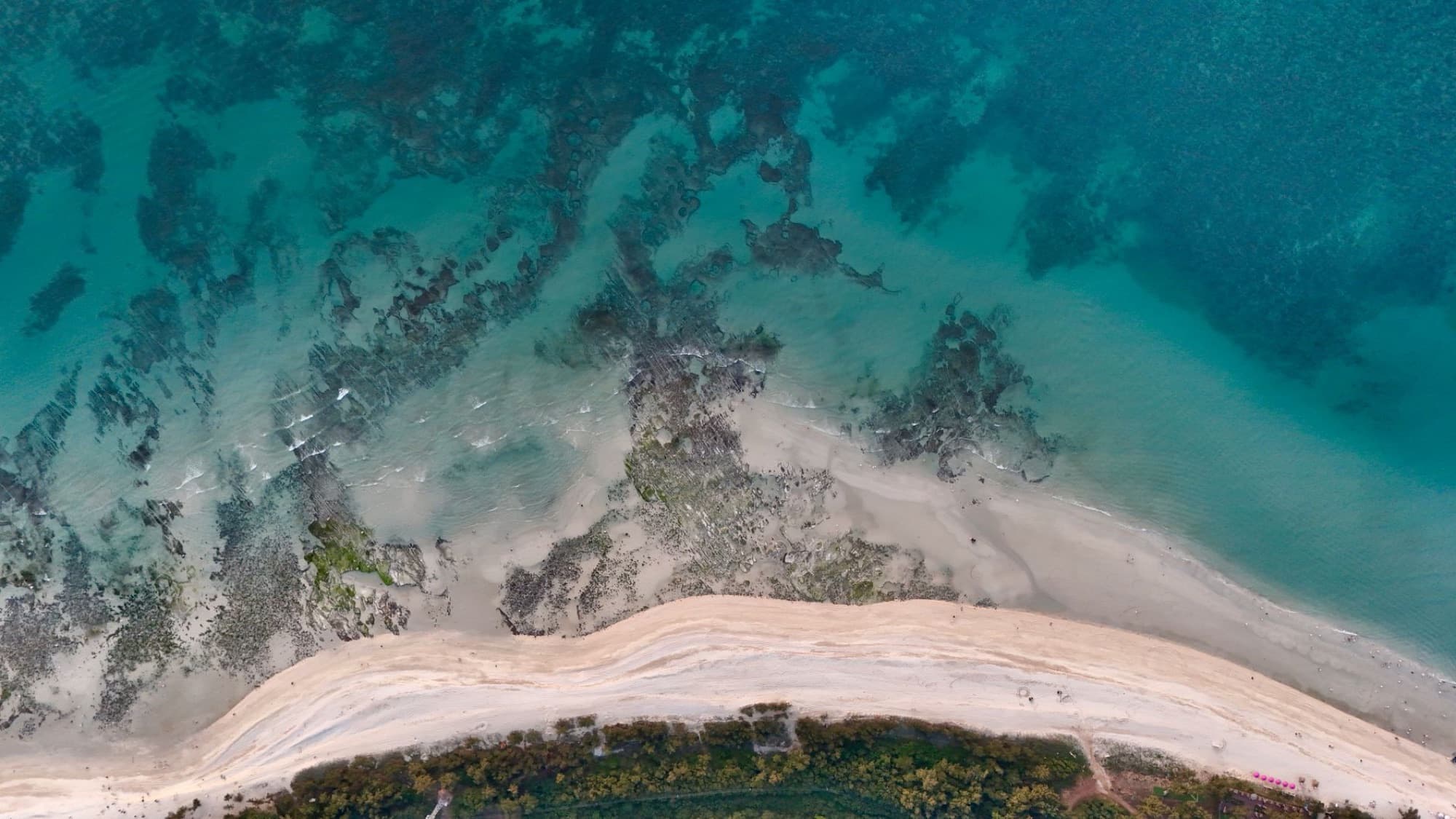 The coastline seen from the air on a clear day
